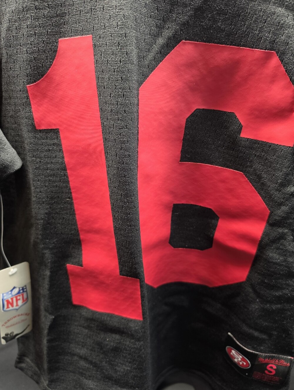 NWT Mitchell & Ness Joe Montana #16 San Francisco 49ers Black Throwback Jersey S - Picture 3 of 7